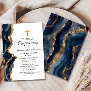 Invitation Confirmation Gold de l'Agate bleu