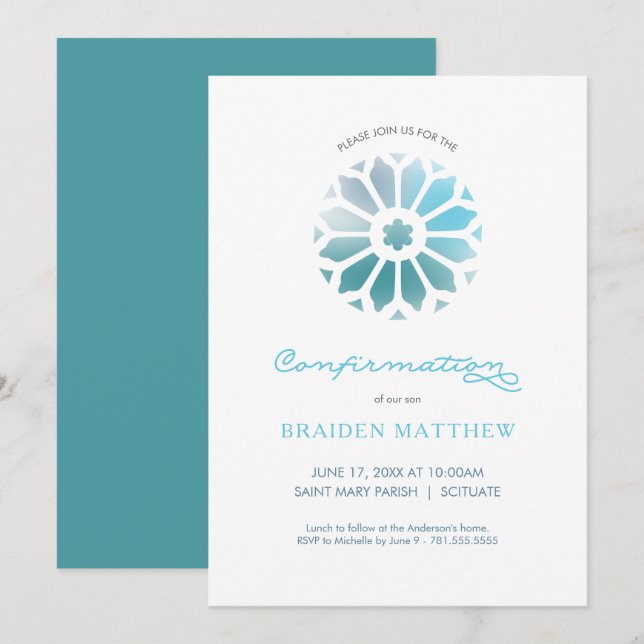 Invitation Confirmation Invitation, Garçons Confirmation Invi (Devant / Derrière)