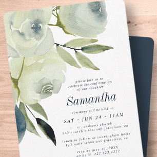 Invitation Confirmation Moderne Fleur d'Aquarelle