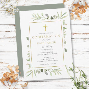 Invitation Confirmation Or Vert Aquarelle Et Or
