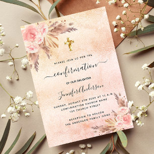 Invitation Confirmation pampas herbe rose or blush luxe
