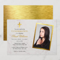 Confirmation Photo Marbre Faux Gold Foil Script