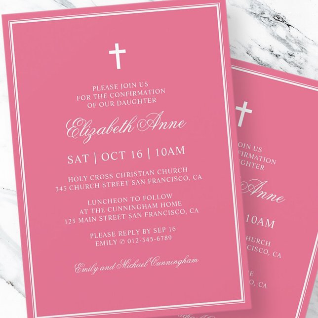 Invitation Confirmation Pour Elle | Croix classique élégante (Créateur téléchargé)
