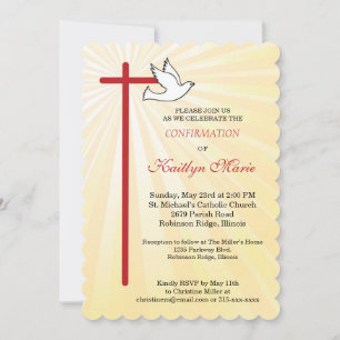Invitation Confirmation pour filles Croix Colombe Rayons Dent