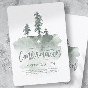 Invitation Confirmation Pour Lui   Aquarelle Pine Arbres