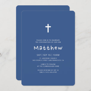 Invitation Confirmation Pour Lui  Croix classique moderne ble