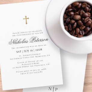 Invitation Confirmation Pour Lui   Croix d'or minimaliste