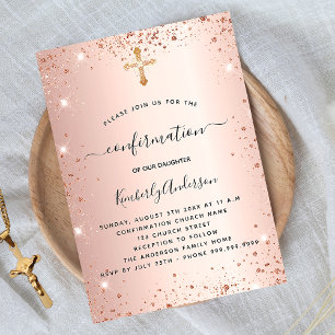 Invitation Confirmation rose or brillant brillant luxe