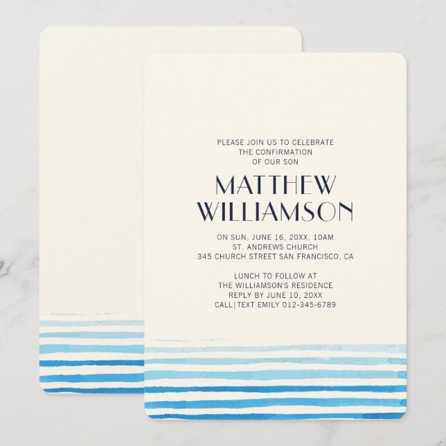 Invitation Confirmation simple| Garçon (Devant / Derrière)