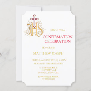 Invitation Confirmation tendance rouge et or floraison Invita