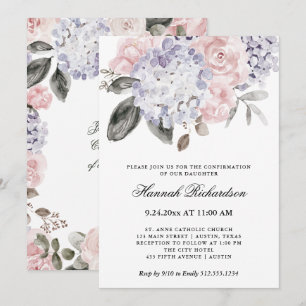 Invitation Confirmation vintage des hortensias   d'aquarelle