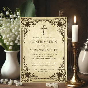 Invitation Confirmation Vintage Papier Antique Religieux
