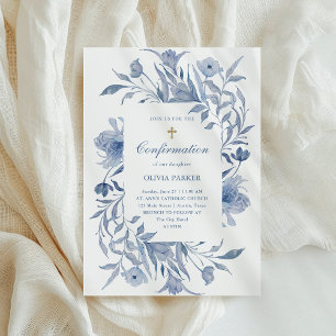 Invitation Confirmations   Chinoiserie florale bleue et blanc