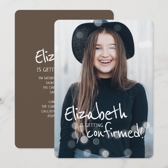 Invitation Confirmations | Photo personnalisée avec les lumiè (Devant / Derrière)