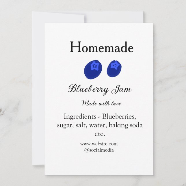 Invitation Confiture de bleuets maison faite avec amour ajout (Devant)