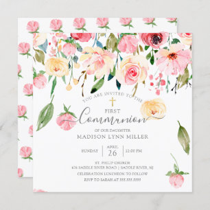 Invitation Conflit floral Rose des pivoines jaunes roses