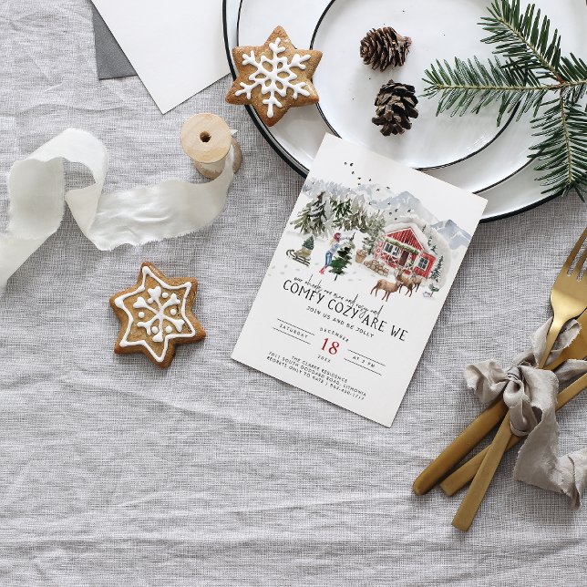Invitation Confortable et Cosy | Noël rustique et boisé (Créateur téléchargé)