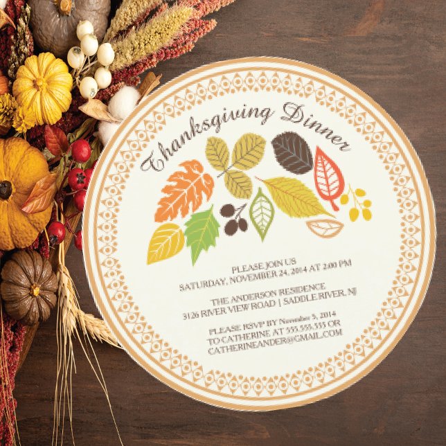 Invitation Congé d'automne Automne Thanksgiving Dîner Invitat (Créateur téléchargé)