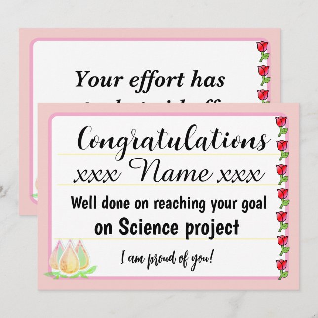 Invitation Congratulations Fantastic Effort Today Card (Devant / Derrière)