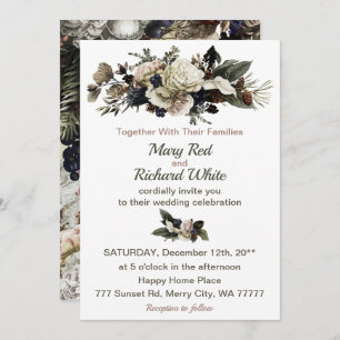 Invitation Conifer d'hiver Floral Calla Lily Peony Mariage