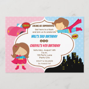 Invitation conjointe à la fête d'anniversaire jume
