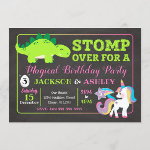 Invitation conjointe d'anniversaire de Dinosaur et