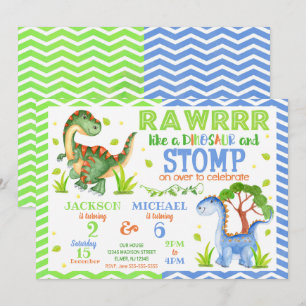 Invitation conjointe d'anniversaire de Dinosaur po