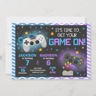 Invitation conjointe d'anniversaire de jeu vidéo  