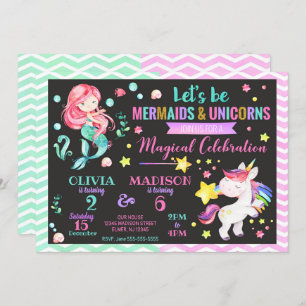 Invitation conjointe d'anniversaire de Mermaid et 