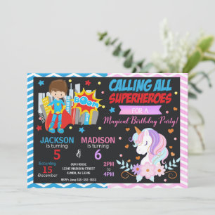 Invitation conjointe d'anniversaire de super-héros