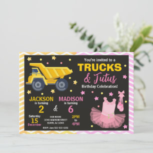 Invitation conjointe d'anniversaire pour camions e