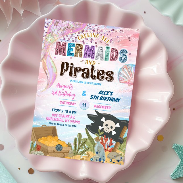 Invitation conjointe d'anniversaire pour pirates e (Créateur téléchargé)