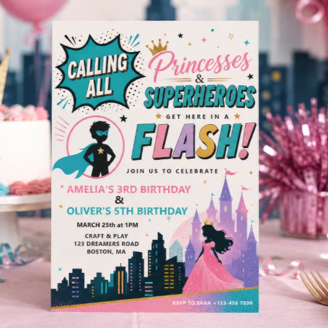 Invitation conjointe d'anniversaire pour princesse (Créateur téléchargé)