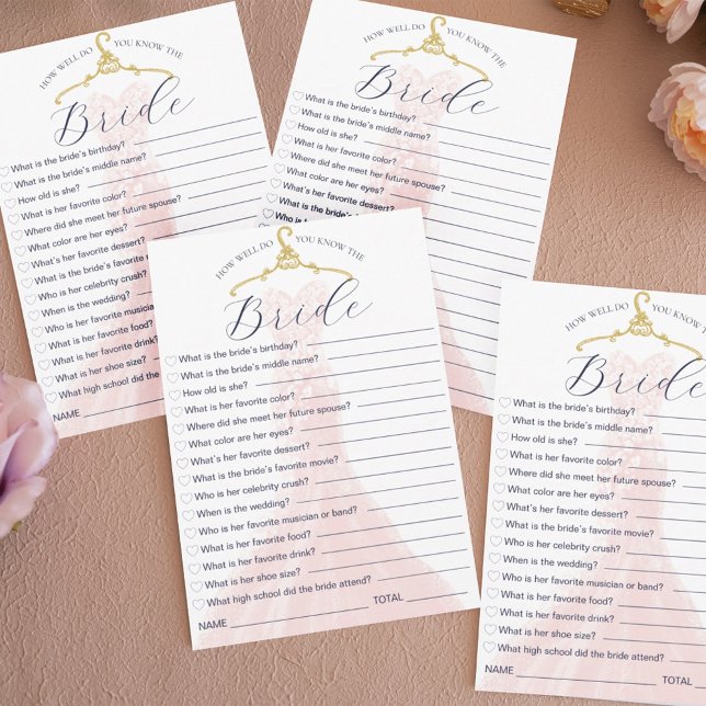 Invitation Connaissez-vous bien la mariée Mariage robe jeu (How Well Do You Know the Bride Wedding Dress Game Invitation)