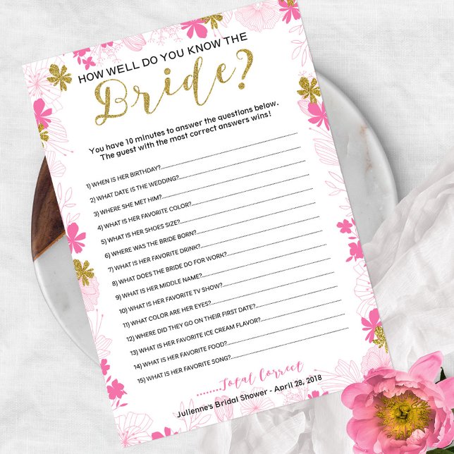 Invitation Connaissez-vous bien le jeu de la mariée nuptiale (Créateur téléchargé)