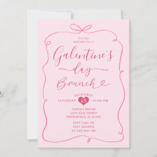 Invitation Conquette manuscrite rose Brunch de la Saint-Galen