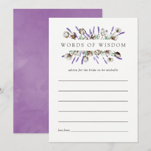 Invitation Conseil de Fête des mariées de lavande de coton d'