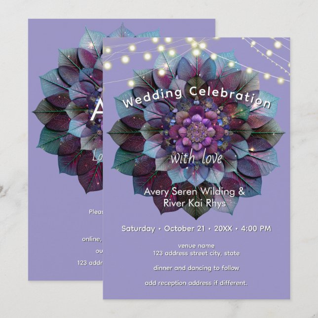 Invitation Conseil de feuilles | Mandala Art P&B (Devant / Derrière)