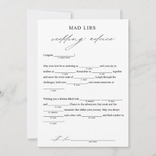 Invitation Conseil de mariage élégant Libs nuptiales jeu