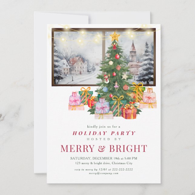 Invitation Conseil de Noël des lumières de bureau d'entrepris (Devant)