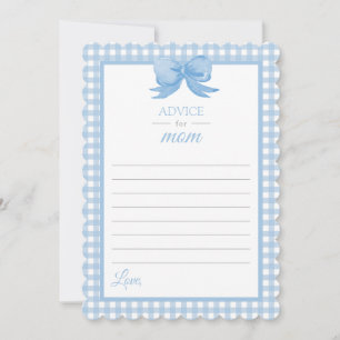 Invitation Conseil En vichy bleu pour maman Baby shower stati