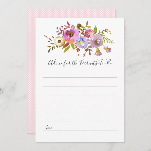 Invitation Conseil floral rose pour le jeu de douche "Parents (Devant / Derrière)