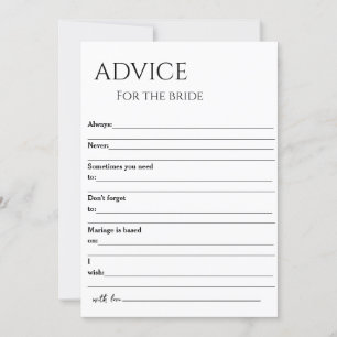 Invitation Conseil minimaliste pour la mariée