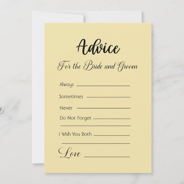 Invitation Conseil pour la mariée et la groom Vanilla (Devant)