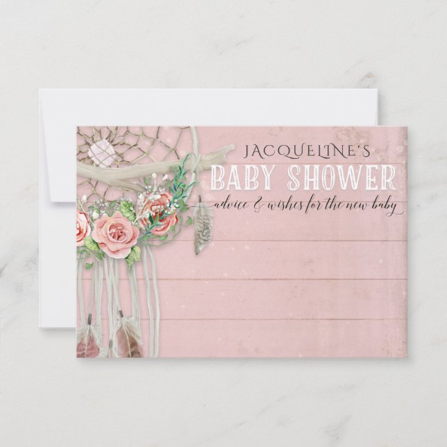 Invitation Conseiller BOHO Dream Catcher Baby shower de plume (Devant)