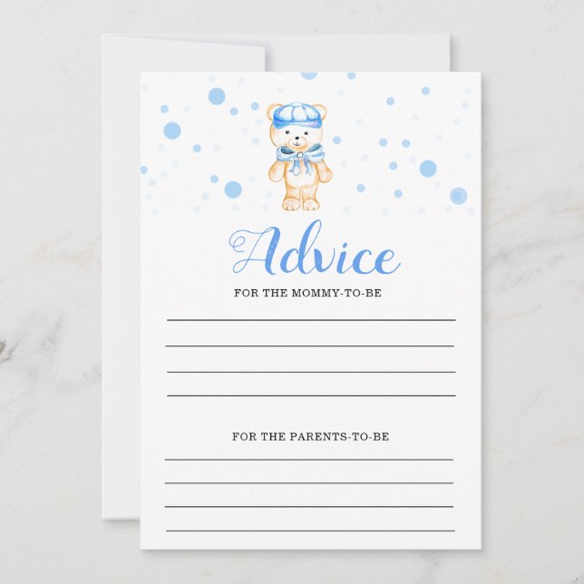 Invitation Conseils Blue Boy Jeu de Baby Shower (Devant)