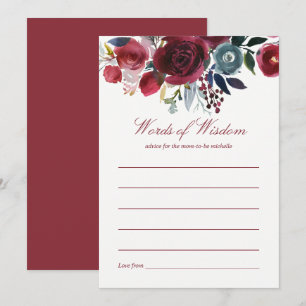Invitation Conseils de Baby Shower Boho Chic bordeaux et mari