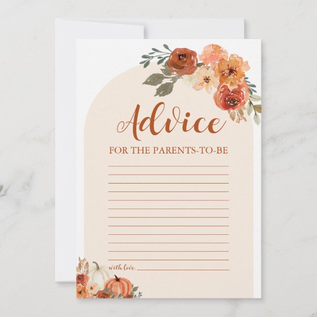 Invitation Conseils de fête prénatale de bébé citrouille d'au (Devant)
