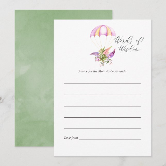 Invitation Conseils de parachute de bouquet floral pour bébé  (Devant / Derrière)