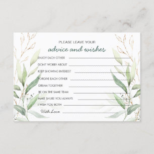 Invitation Conseils de verdure et vœux pour la mariée et le m